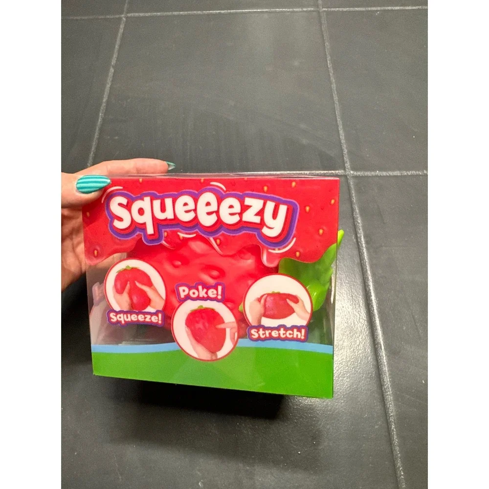 Squeeezy Strawberry Sensory Fidget Toy Red Squishy Stress Relief Poke Stretch